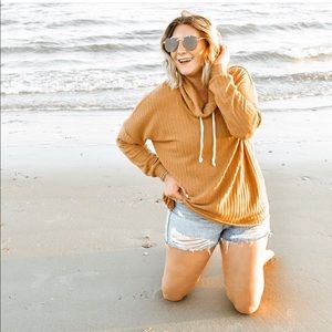 Cow neck Pull Over- Mustard